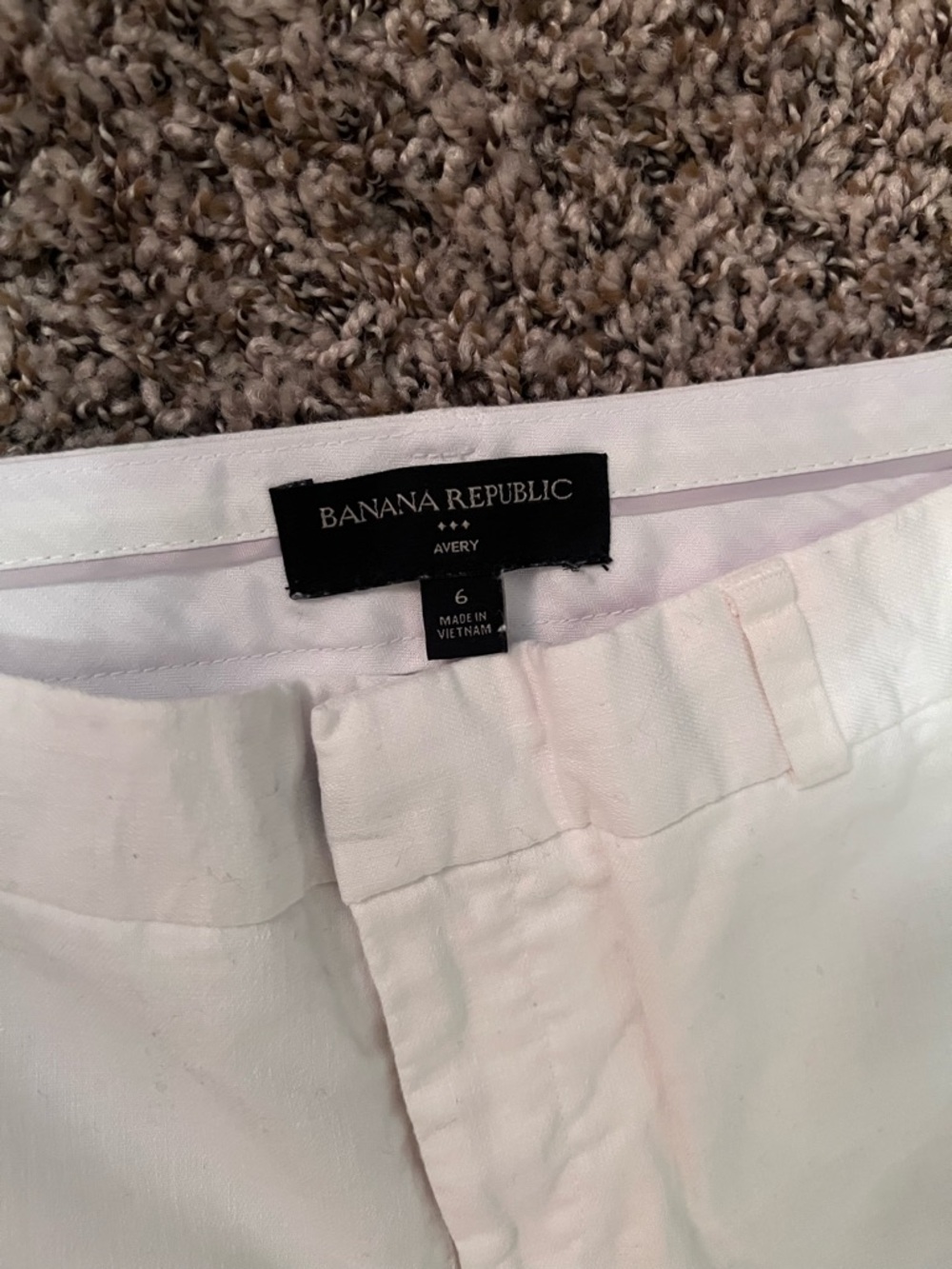 Banana Republic White Women's Linen Pants with Hidden Hook Closure